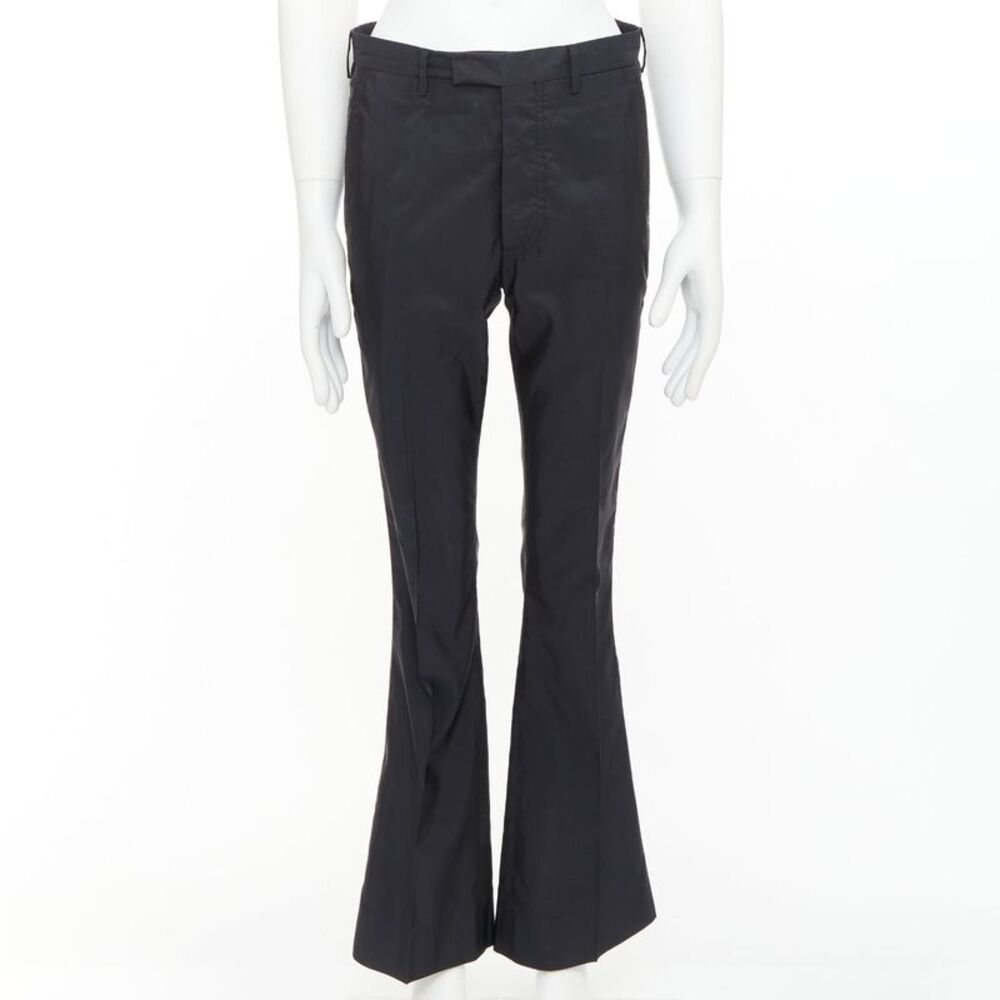 Prada Shiny Nylon Boot Cut Crop Trousers